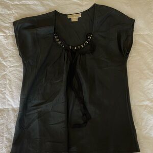 MICHAEL Michael Kors Black Embellished Tie Front Blouse